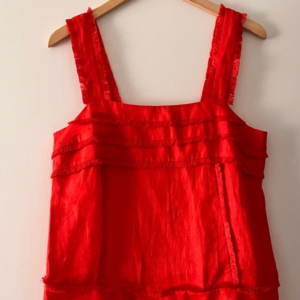 J.Crew Vibrant Red Ruffle Top